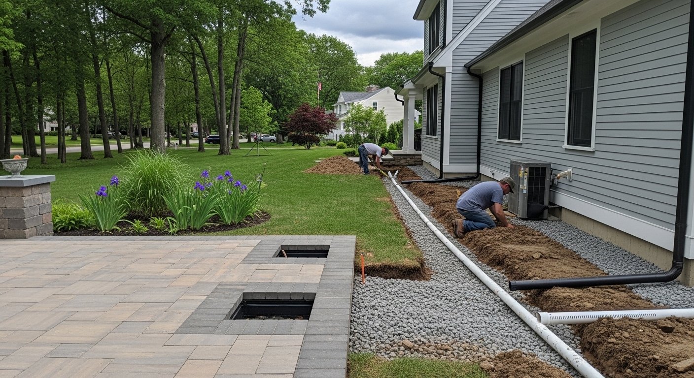 Yard drainage and water management work in Shelton, CT