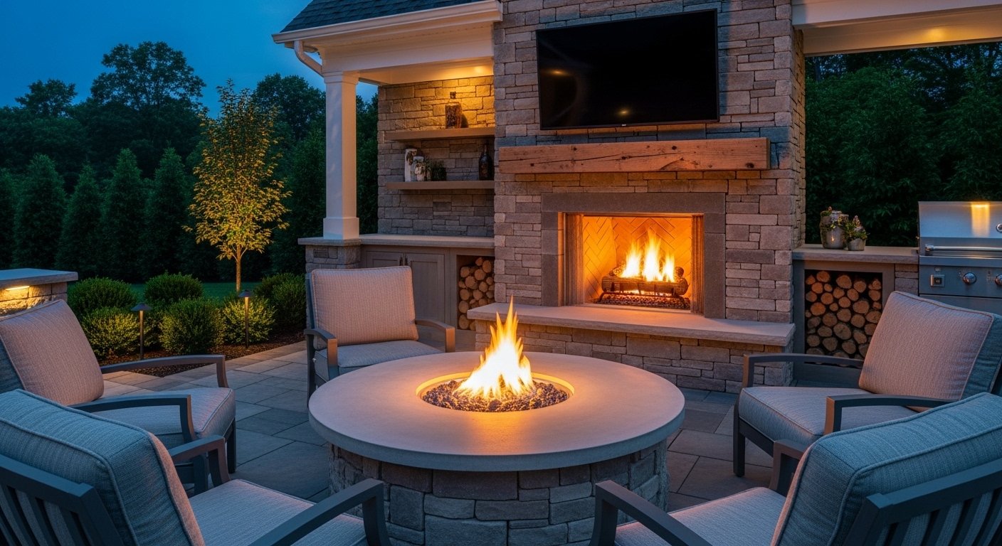 Fire pit and outdoor fireplace installation in Shelton, CT
