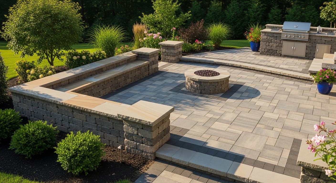 Paver patio hardscape installation